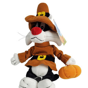 Warner Bros Looney Toons Sylvester Pilgrim 10" Plush Vintage 1999 Thanksgiving